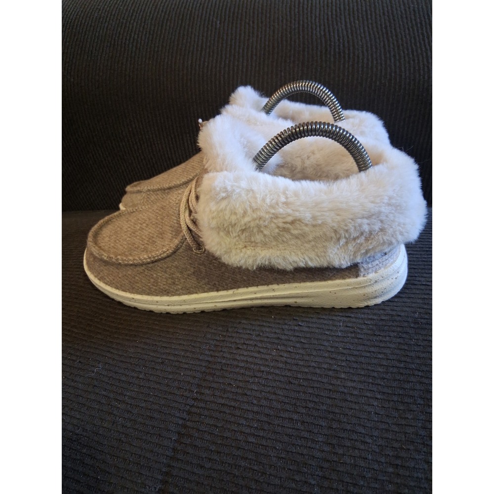 Hey Dude Britt Nut Tan Wool Faux Fur Lined Ankle Boots Womens 6 121911600‎